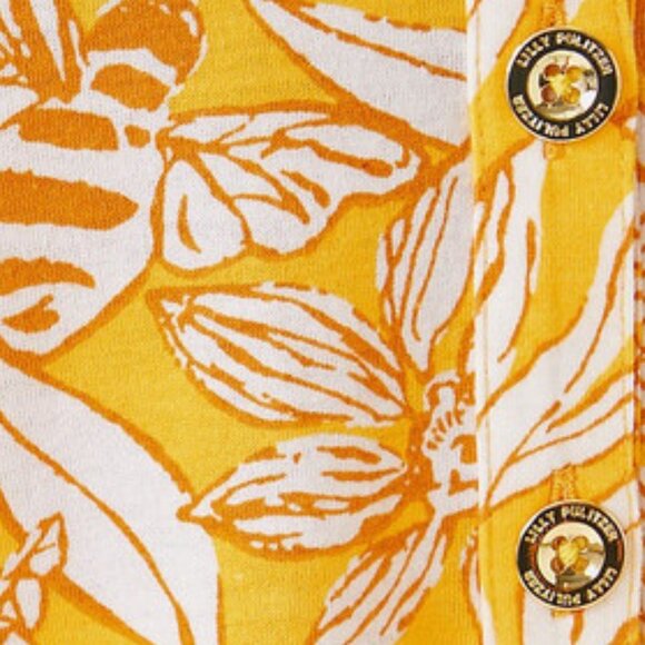 Lilly Pulitzer Bingley Dress Honeycomb Hideaway Yellow Floral Shirt Dress Small - Picture 8 of 10